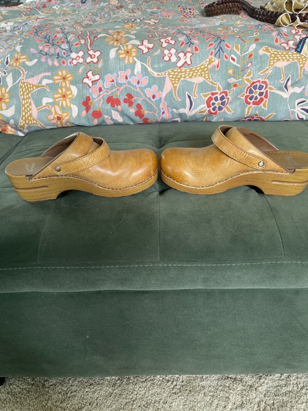 Dansko Beige Leather Clogs with Buckle - Picture 3 of 6